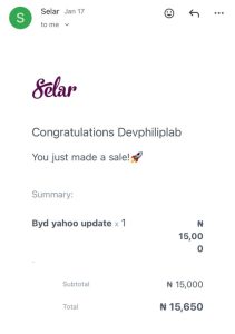 Prove of payment on selar