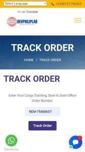 Consignment website tracking code number